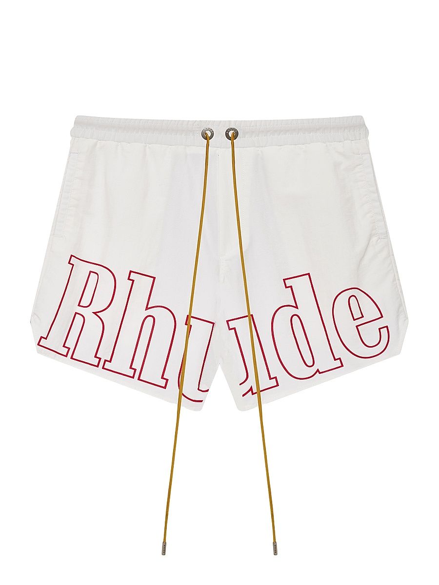Men's Logo Track Shorts - White Red - Size XL