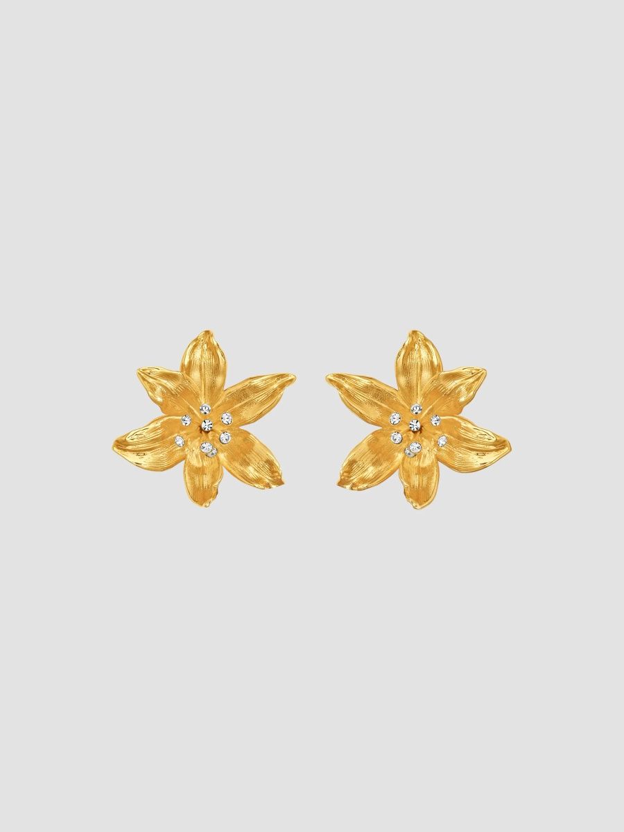 Oscar de la Renta Women's 24K-Gold-Plated & Glass Crystal Lily Clip-On Stud Earrings - Gold