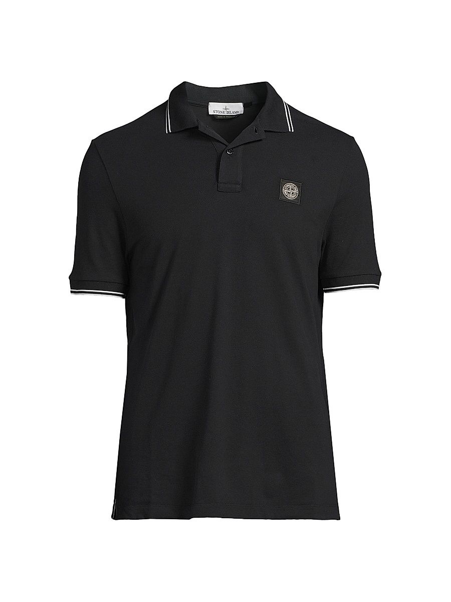 Men's Stretch-Cotton Polo Shirt - Black - Size XS