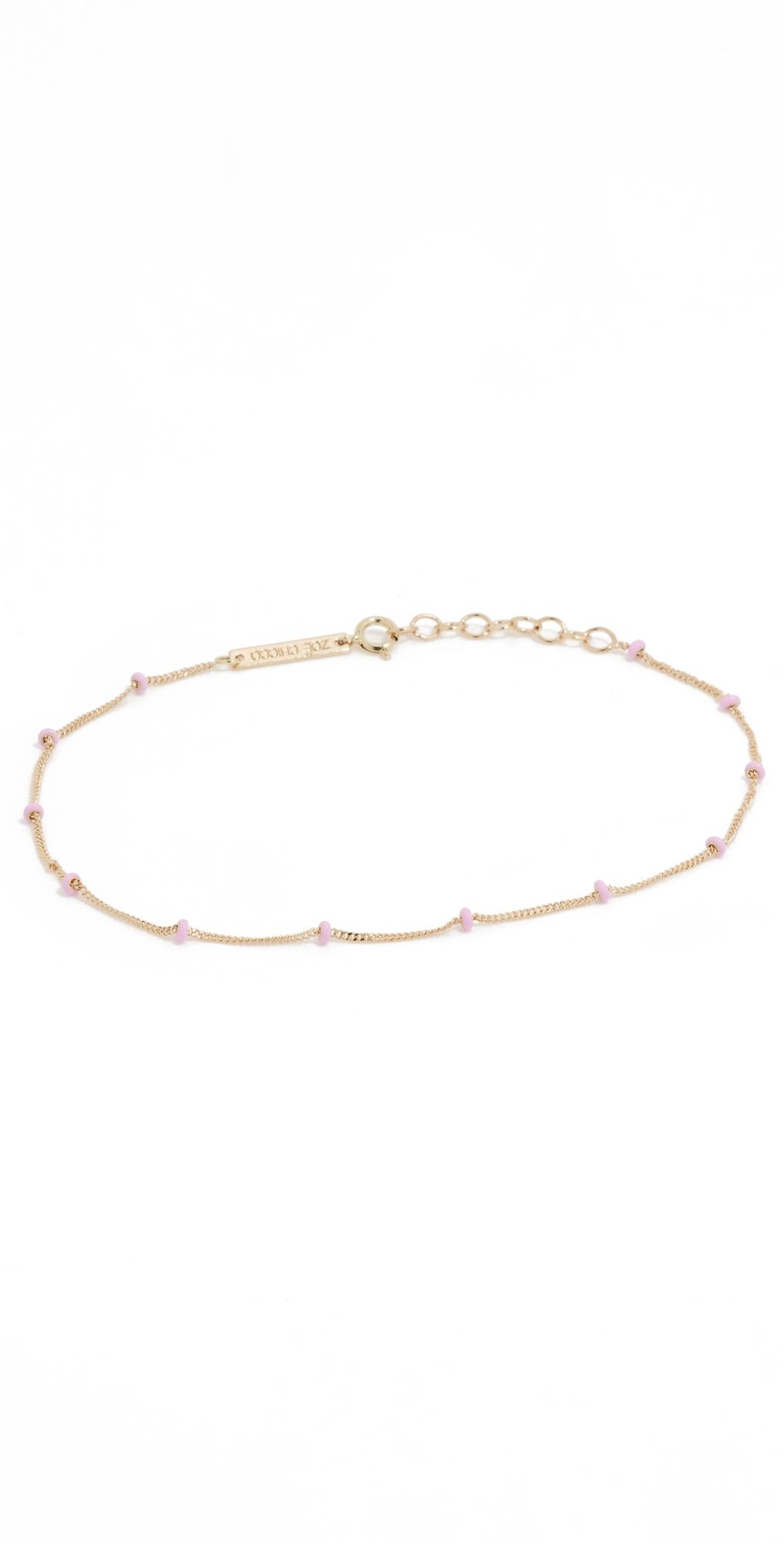 Zoe Chicco 14k Enamel Satellite Chain Anklet Pink One Size