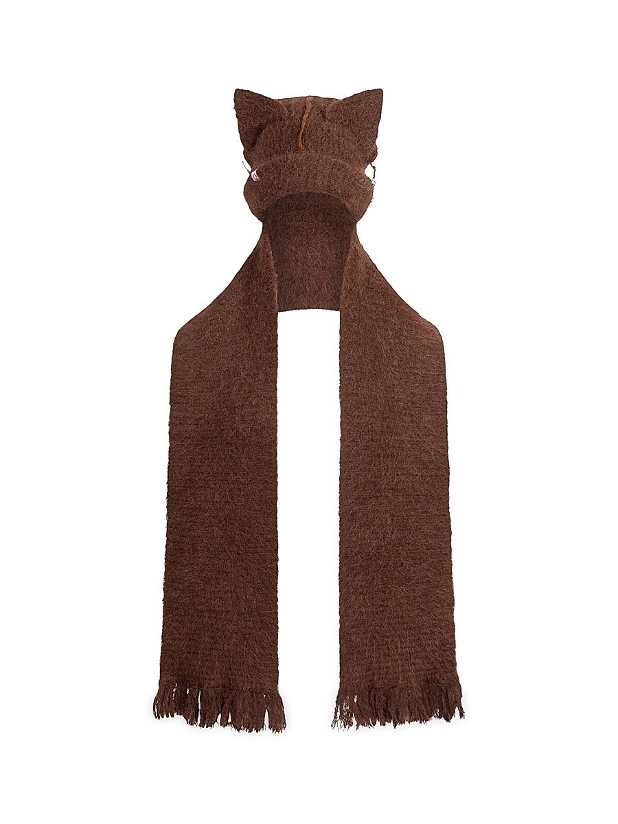 Men's Chunky Ears Beanie Scarf - Brown