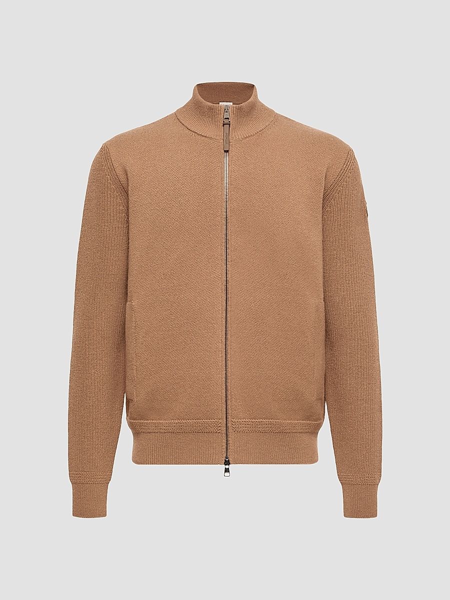Men's Cardigan in Wool and Cashmere - Light Brown - Size XL