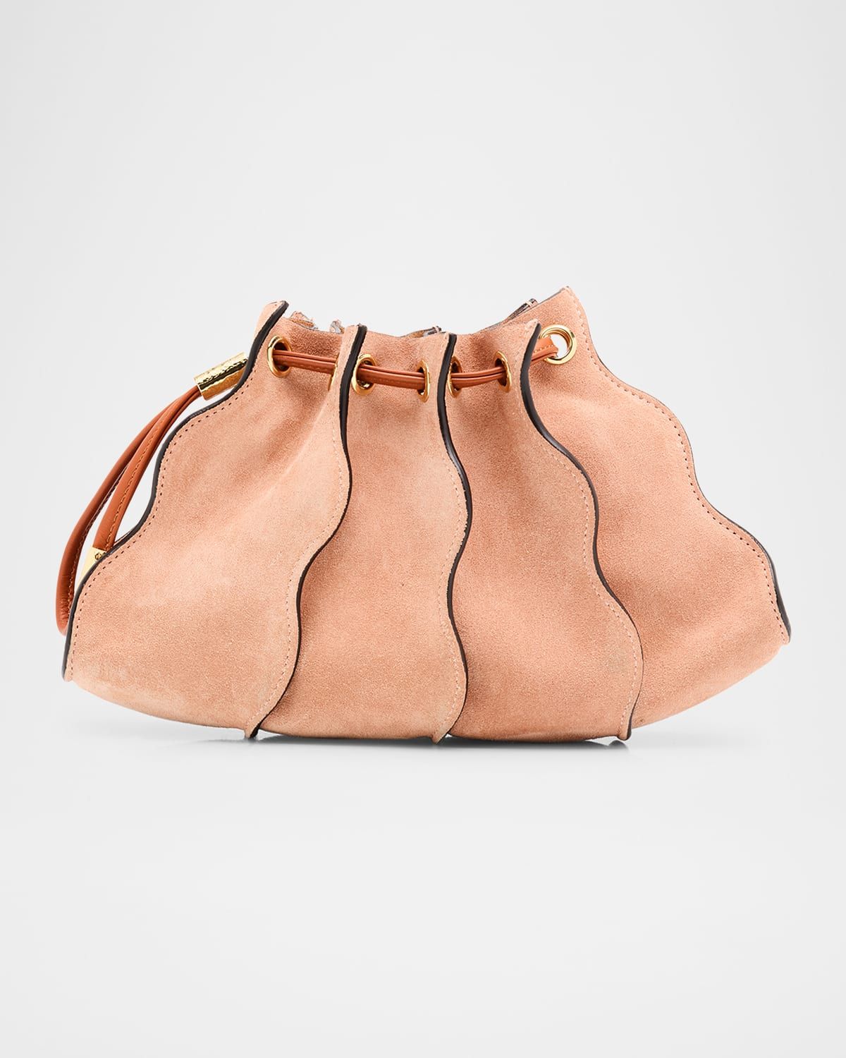 Adria Small Pleated Wave Suede Crossbody Bag