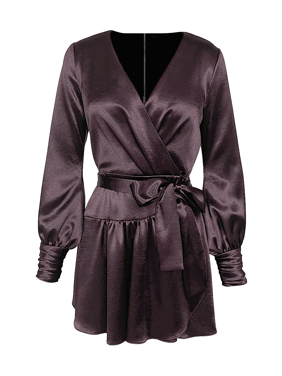 Women's Darla Satin Tie-Waist Minidress - Mocha - Size XXL