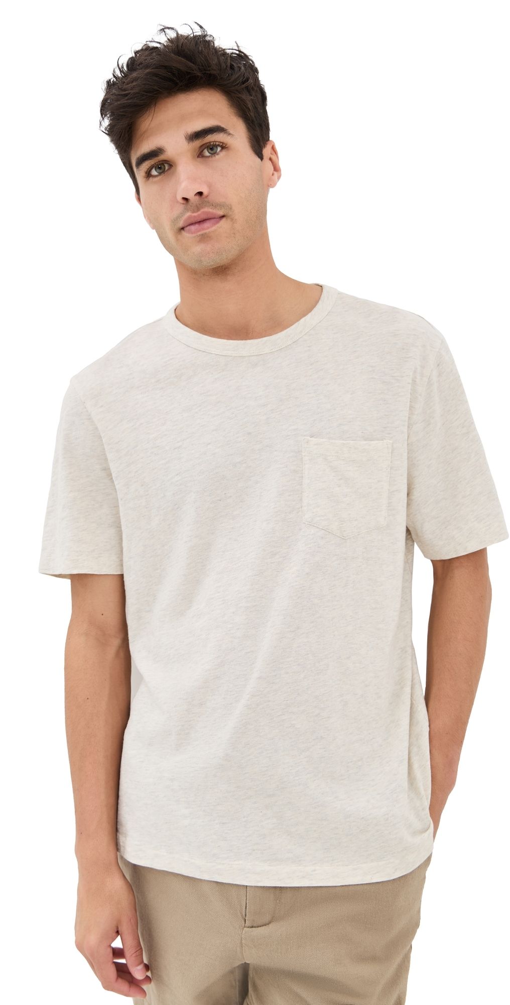 Faherty Sunwashed Pocket Tee Island Dune Heather S