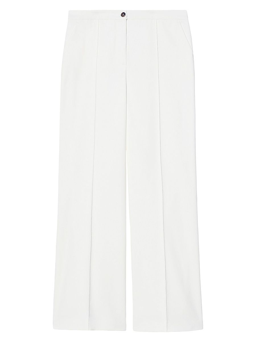 Women's Straight Fit Cotton Canvas Trousers - White - Size 16