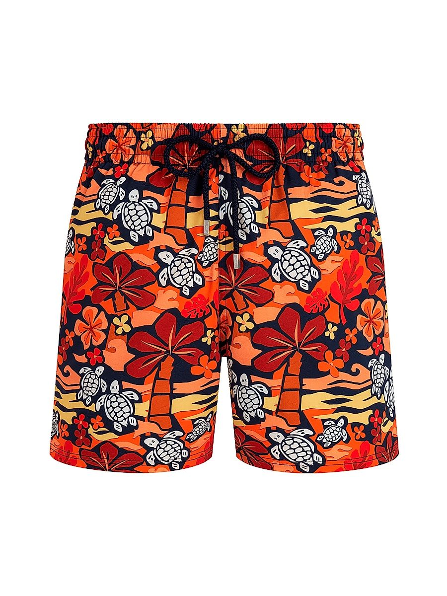Men's Turtles & Palm Trees Swim Shorts - Abricot - Size XXL