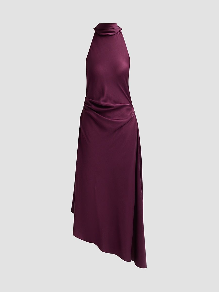 Women's Monica Satin Midi Dress - Fig - Size 2