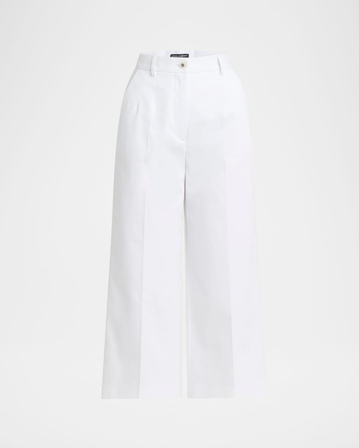 High-Rise Cotton Gabardine Wide-Leg Crop Pants