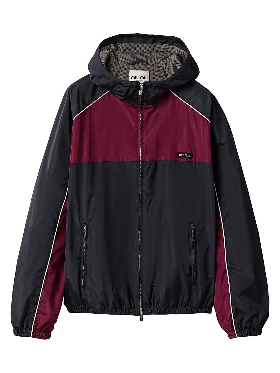 Women's Technical Silk Zipper Blouson Jacket - Blue - Size 10