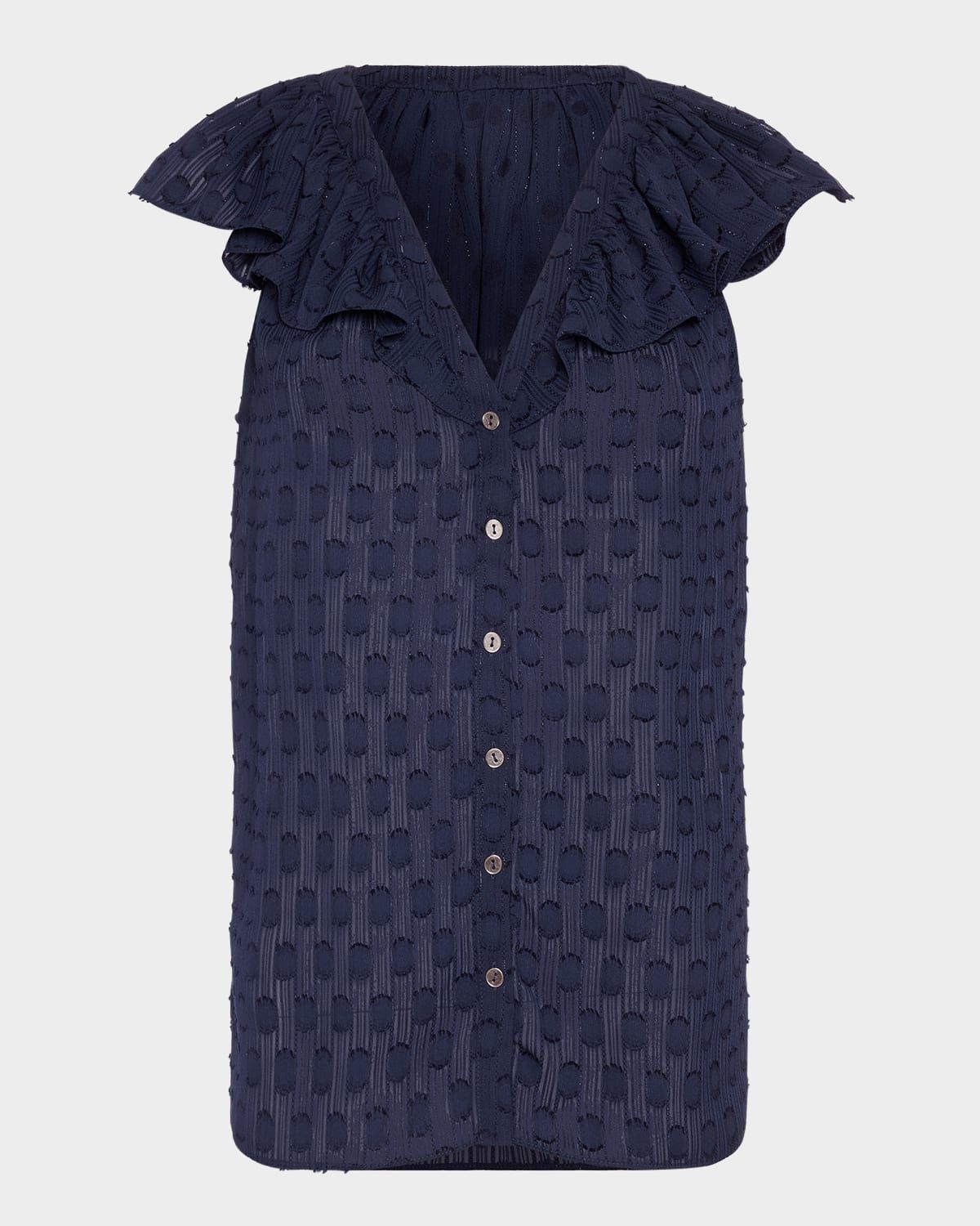 Silvia Dot Ruffle-Trim Top