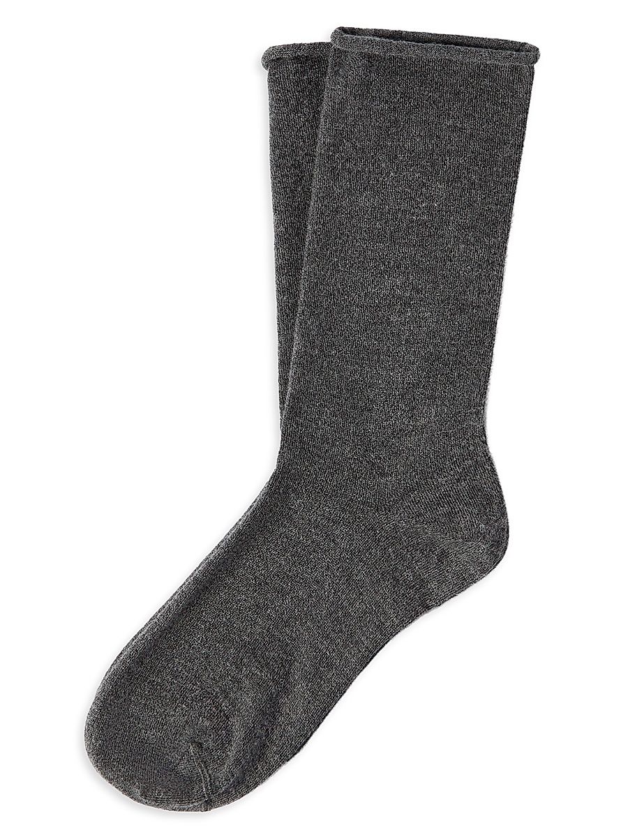 Women's Stretch Cashmere Knit Socks - Anthracite - Size Large