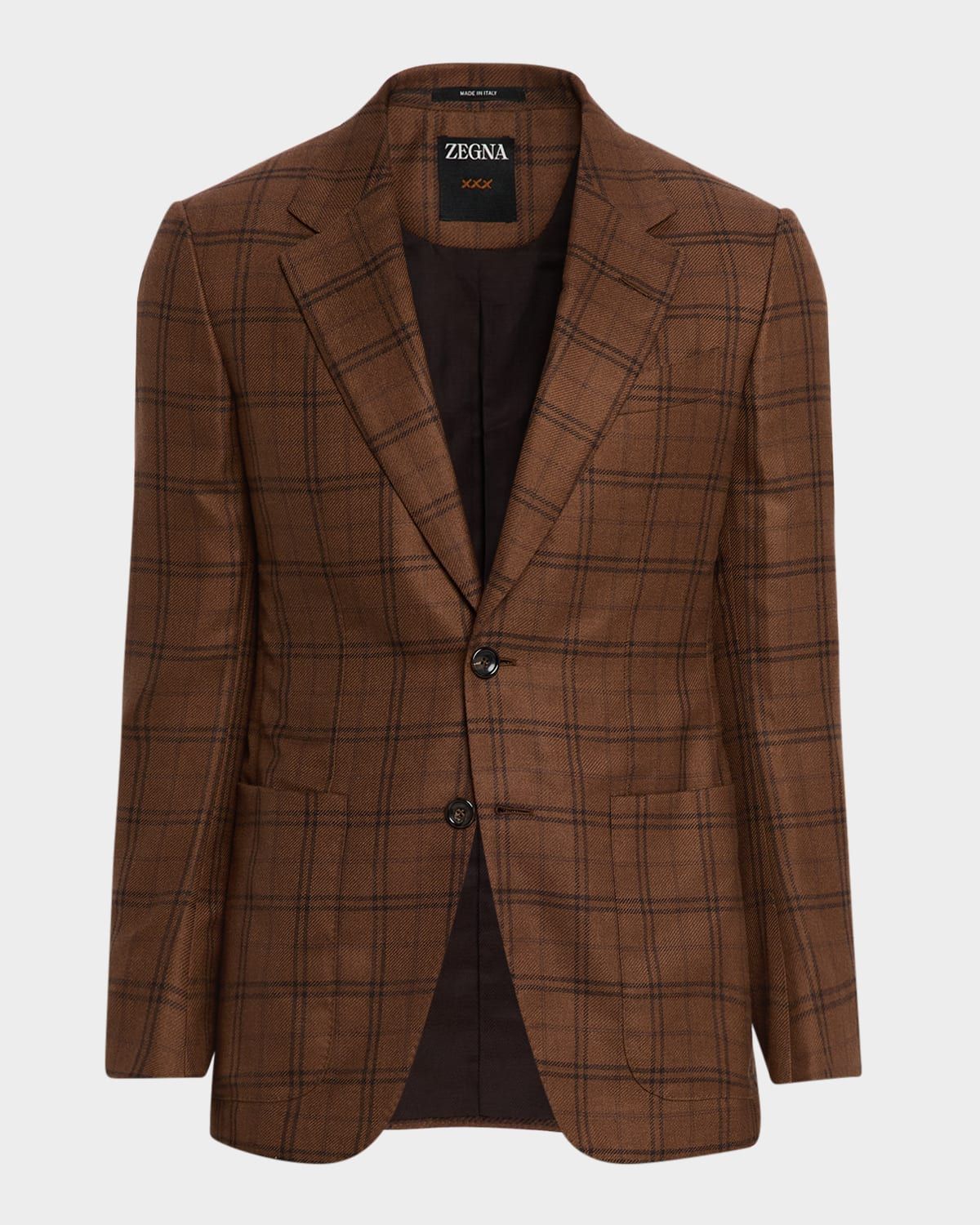 Men & apos;s Cashmere and Silk Plaid Patch-Pocket Sport Coat