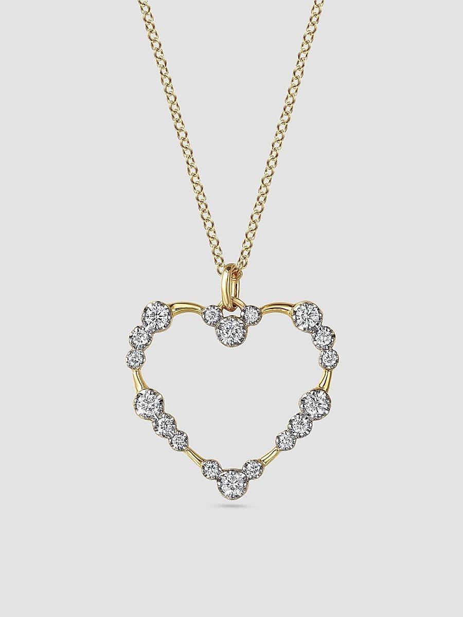 Gabriel & Co Women's Contemporary 14K Yellow Gold & 0.30 TCW Diamond Heart Pendant Necklace - Yellow Gold