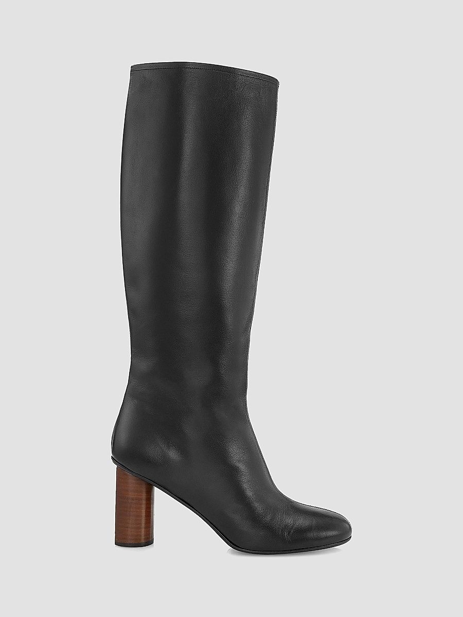 Women's Co-Front 80MM Leather Tall Boots - Black - Size 9