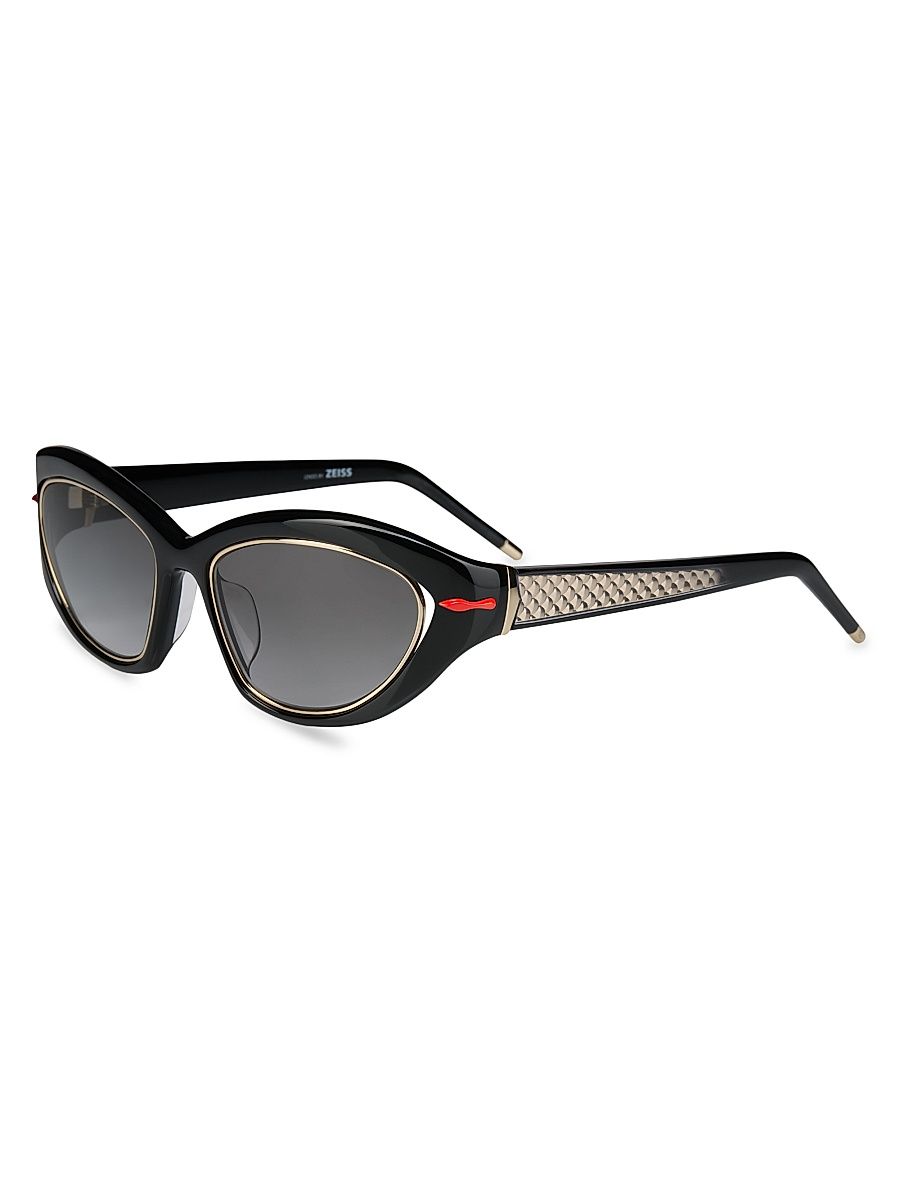 Women's So Kate 55MM Geometric Sunglasses - Shiny Black