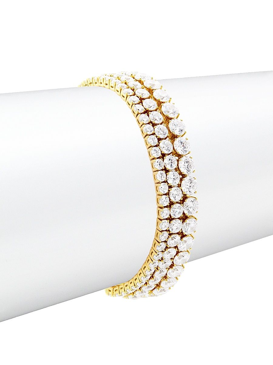 Women's Bubbly 18K-Gold-Plated & Cubic Zirconia Triple-Strand Tennis Bracelet - Gold Crystal