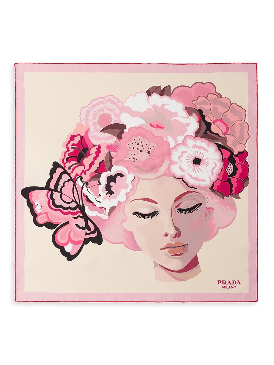 Women's Printed Silk Twill 55CM Square Scarf - Pink