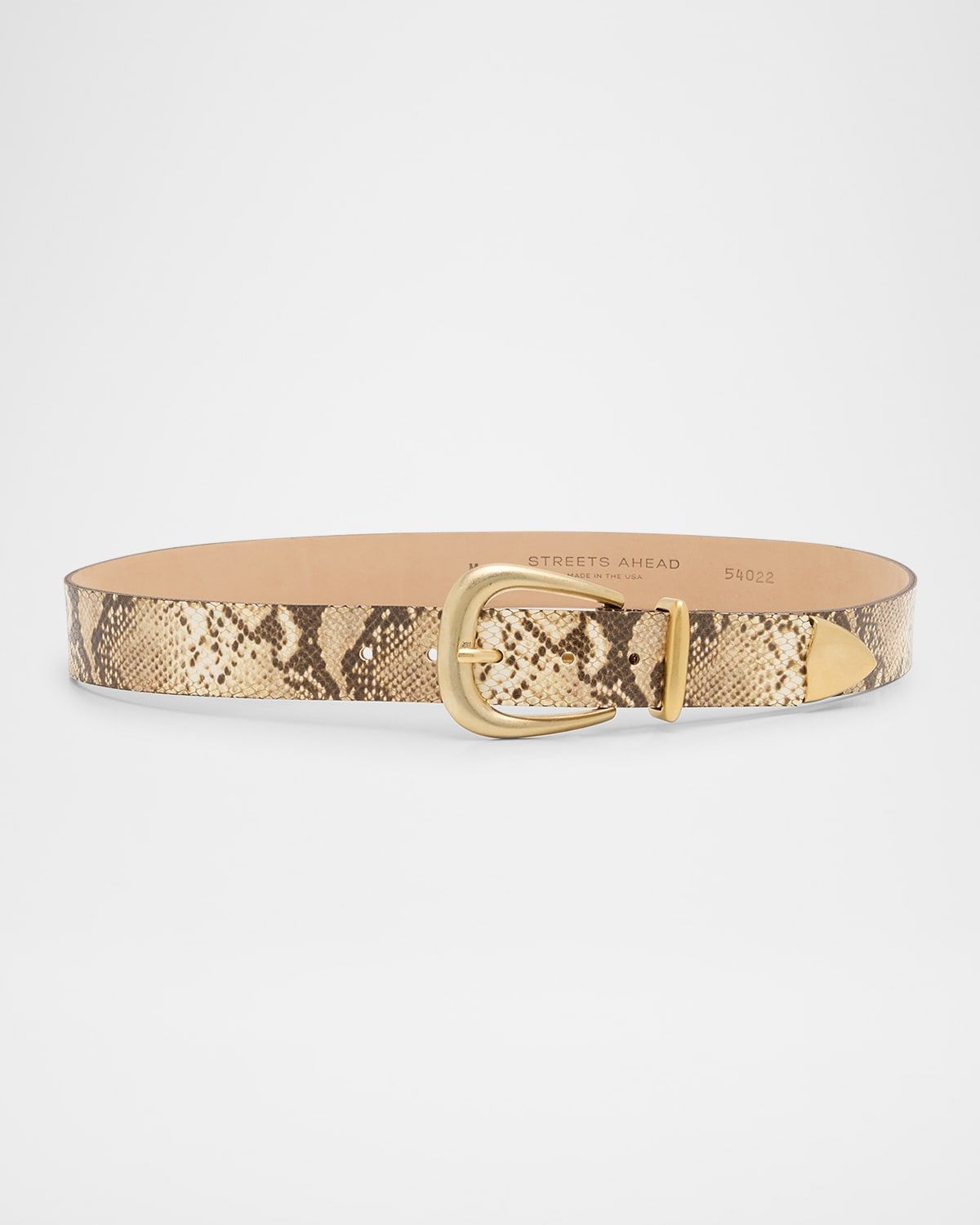 June Snake-Print Leather Belt