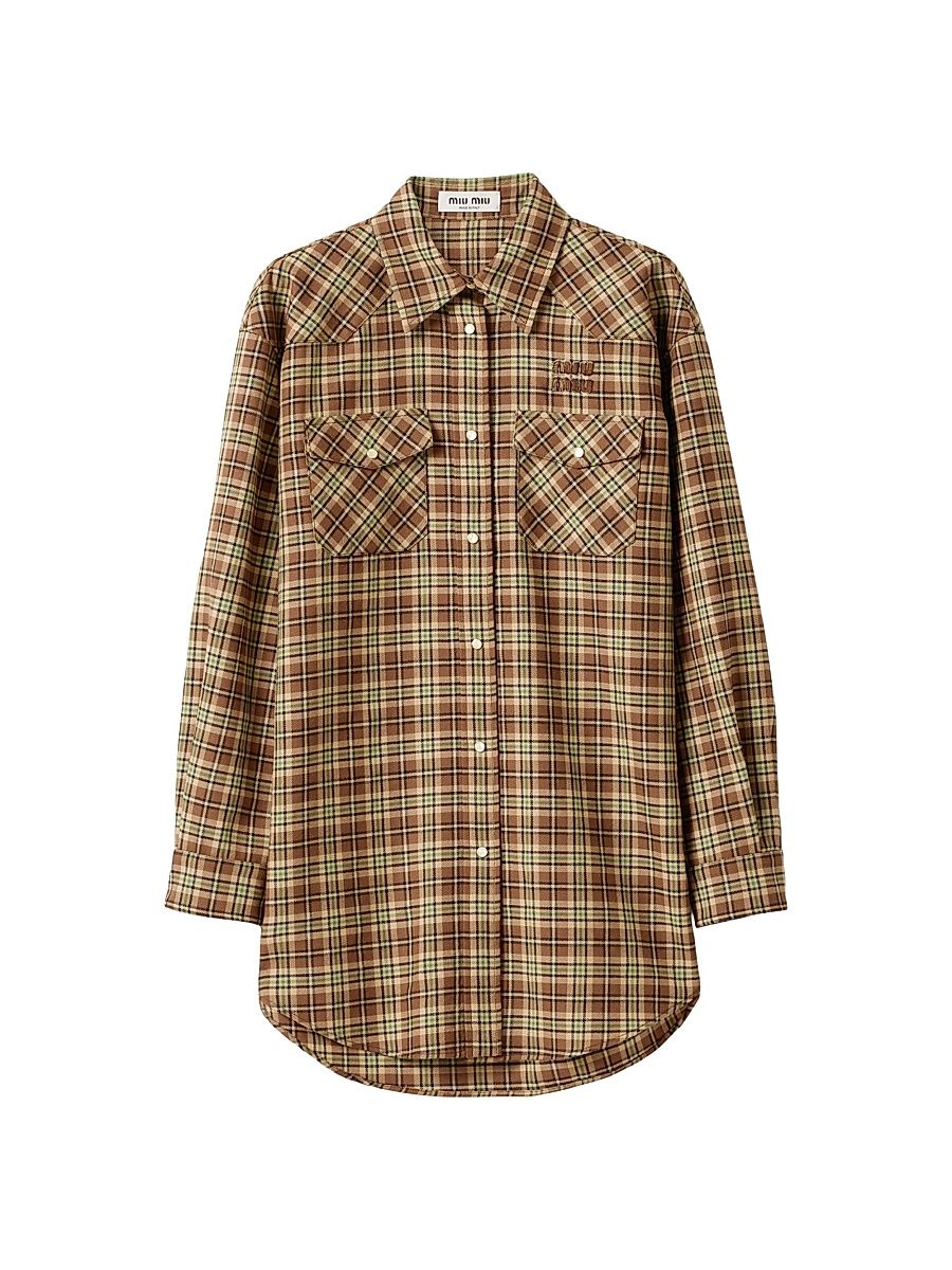 Women's Plaid Shirt - Brown - Size 10