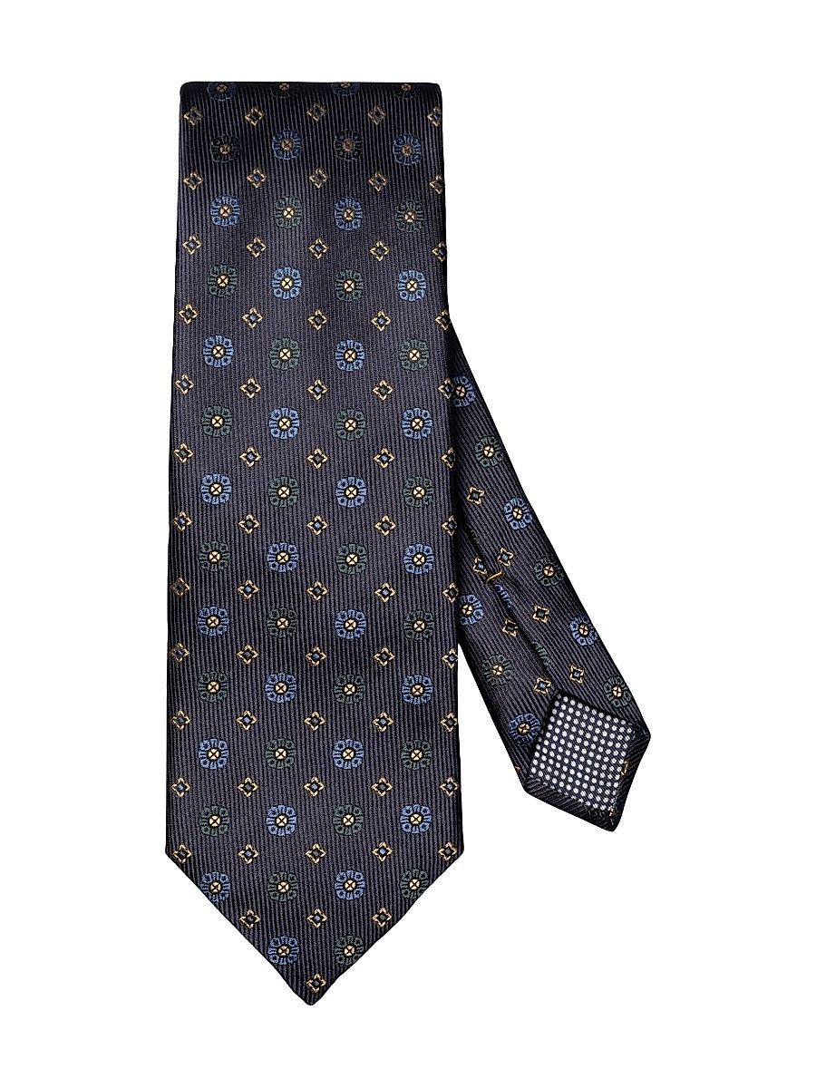 Men's Geometric Silk Tie - Navy