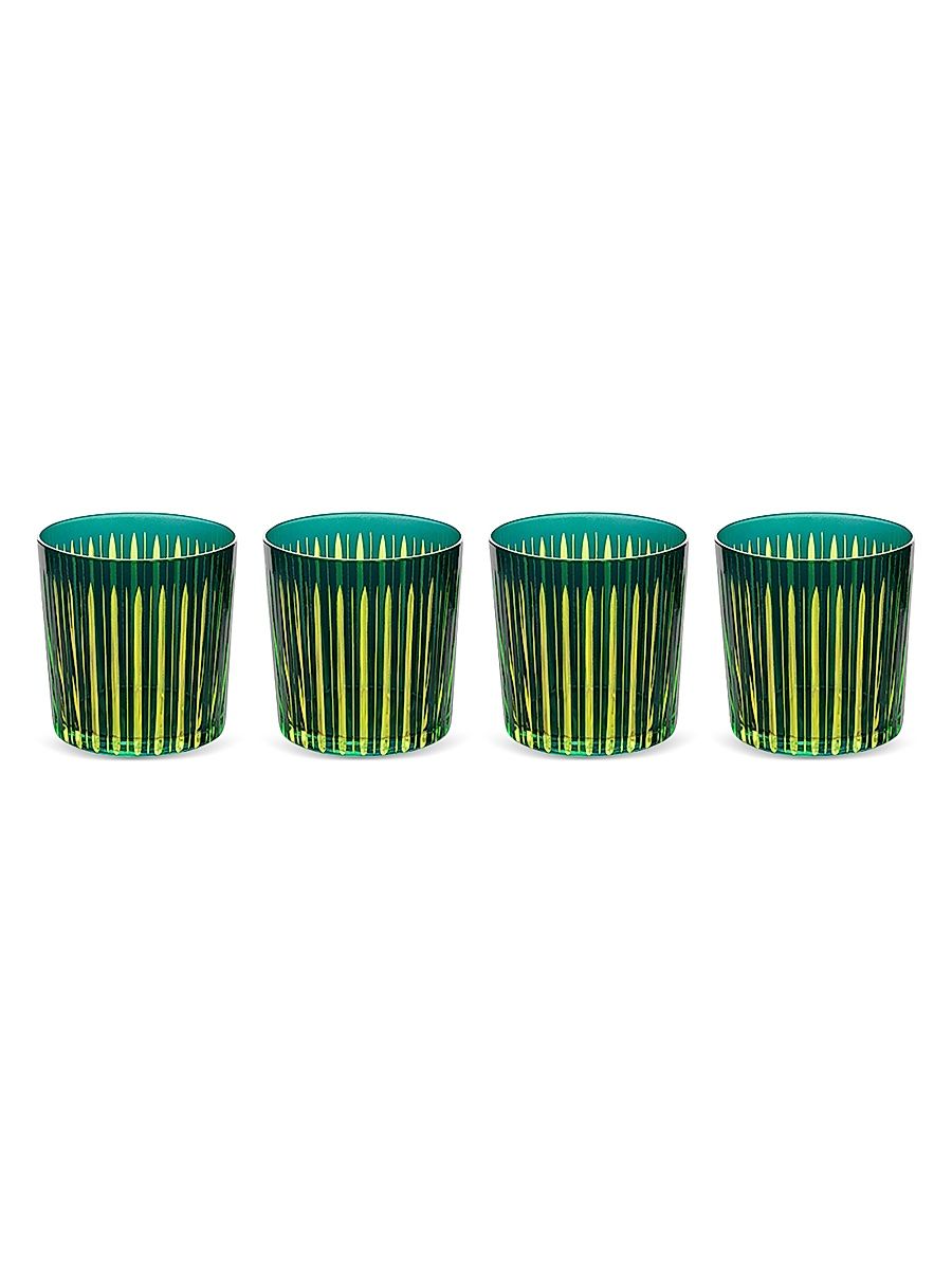 Prism 4-Piece Double Old-Fashioned Glass Set - Green Yellow