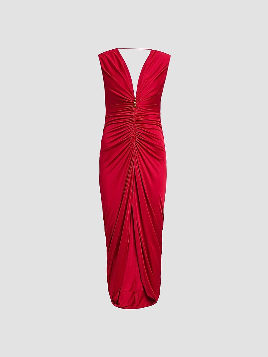 Women's Ruched Liquid Jersey Cocktail Dress - Lipstick Red - Size 2