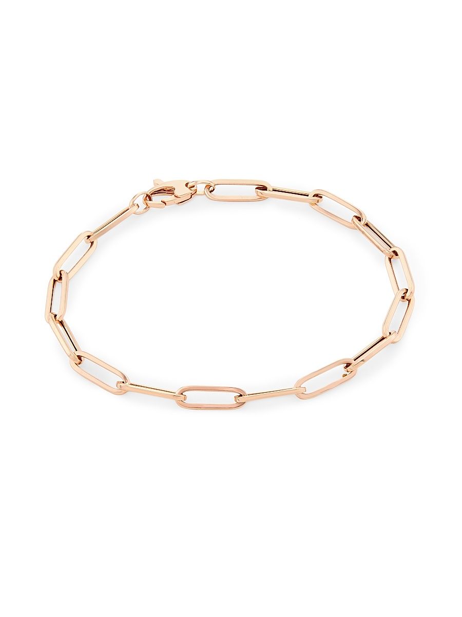 Women's 14K Pink Gold Paper Clip Chain Bracelet - Rose Gold - Size 7.5