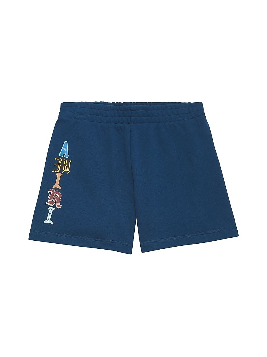 Little Kid's & Kid's Cotton Varsity Patch Logo Sweatshorts - Dark Indigo - Size 4