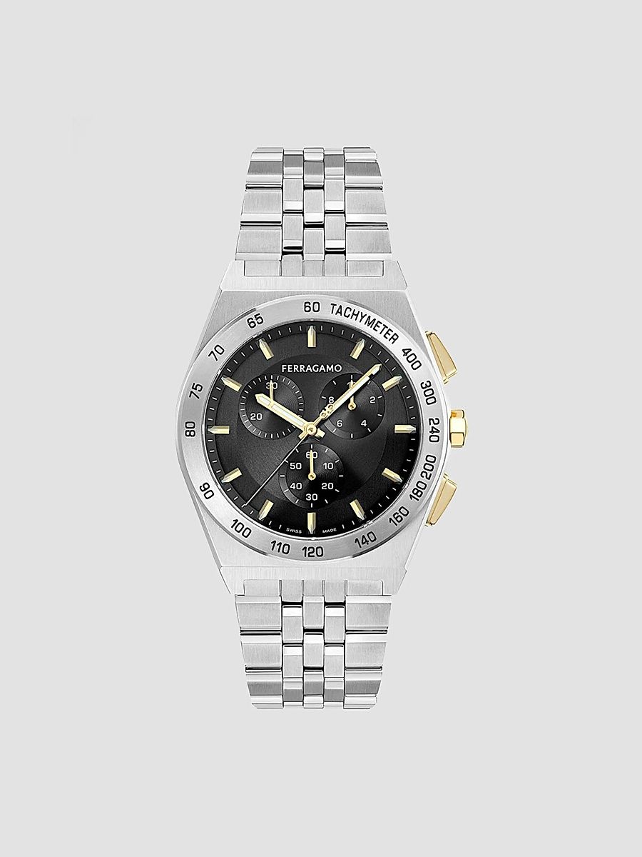 FERRAGAMO Men's Vega New Chrono 42MM Stainless Steel Bracelet Watch - Stainless Steel
