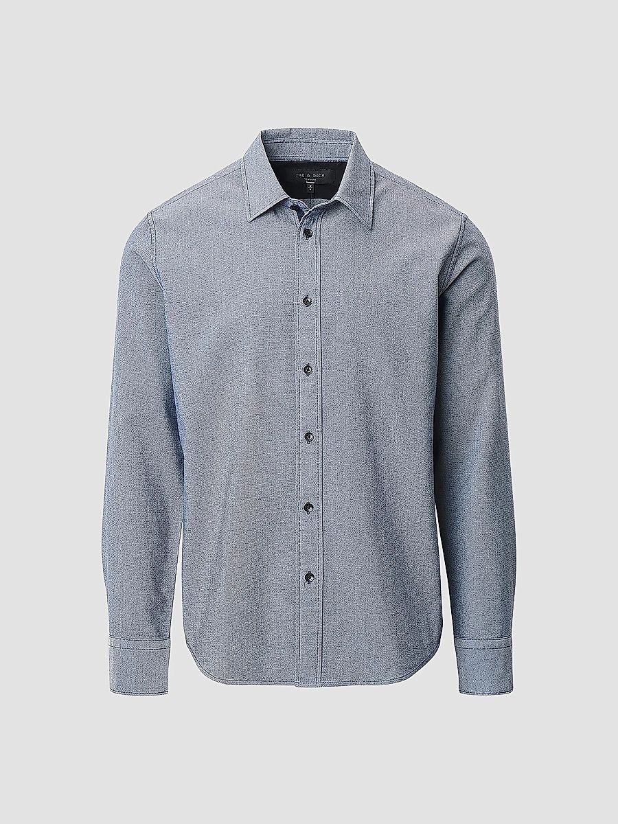 rag & bone Men's Tomlin Stretch Dobby Shirt - Salute - Size Medium