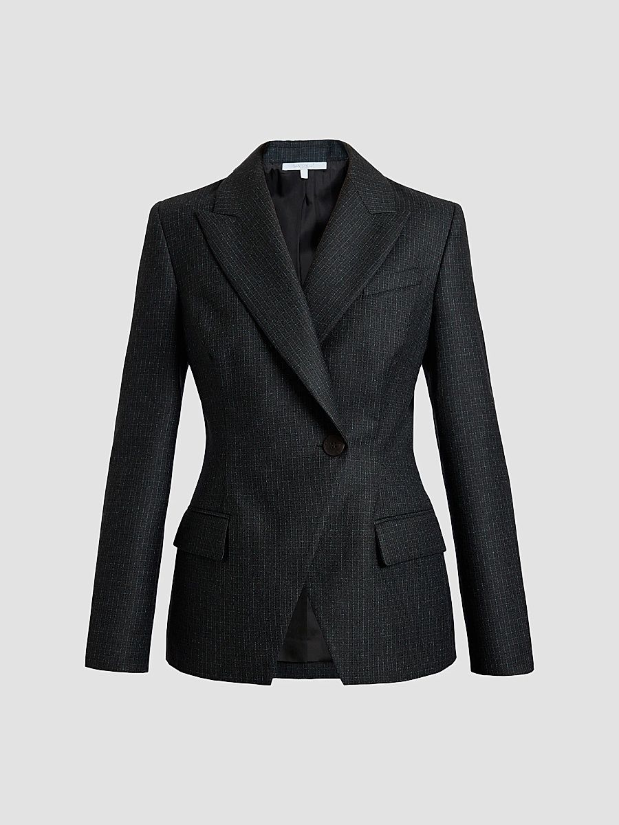Santorelli Women's Malli Metallic Check Virgin Wool Blazer - Charcoal Multi - Size 6