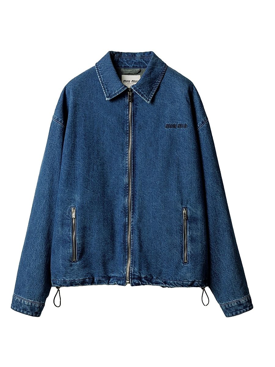 Women's Cashmere Denim Blouson Jacket - Blue - Size 8