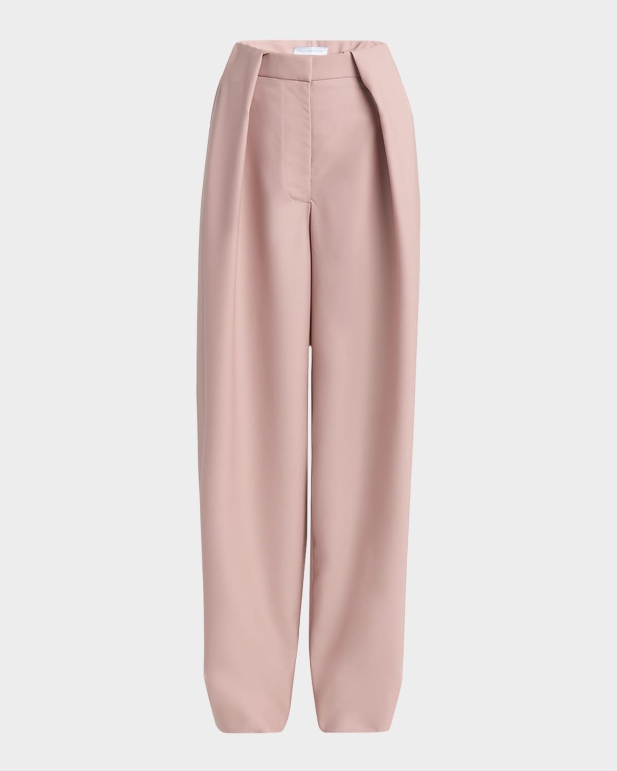 Pleated Wide-Leg Canvas Balloon Trousers