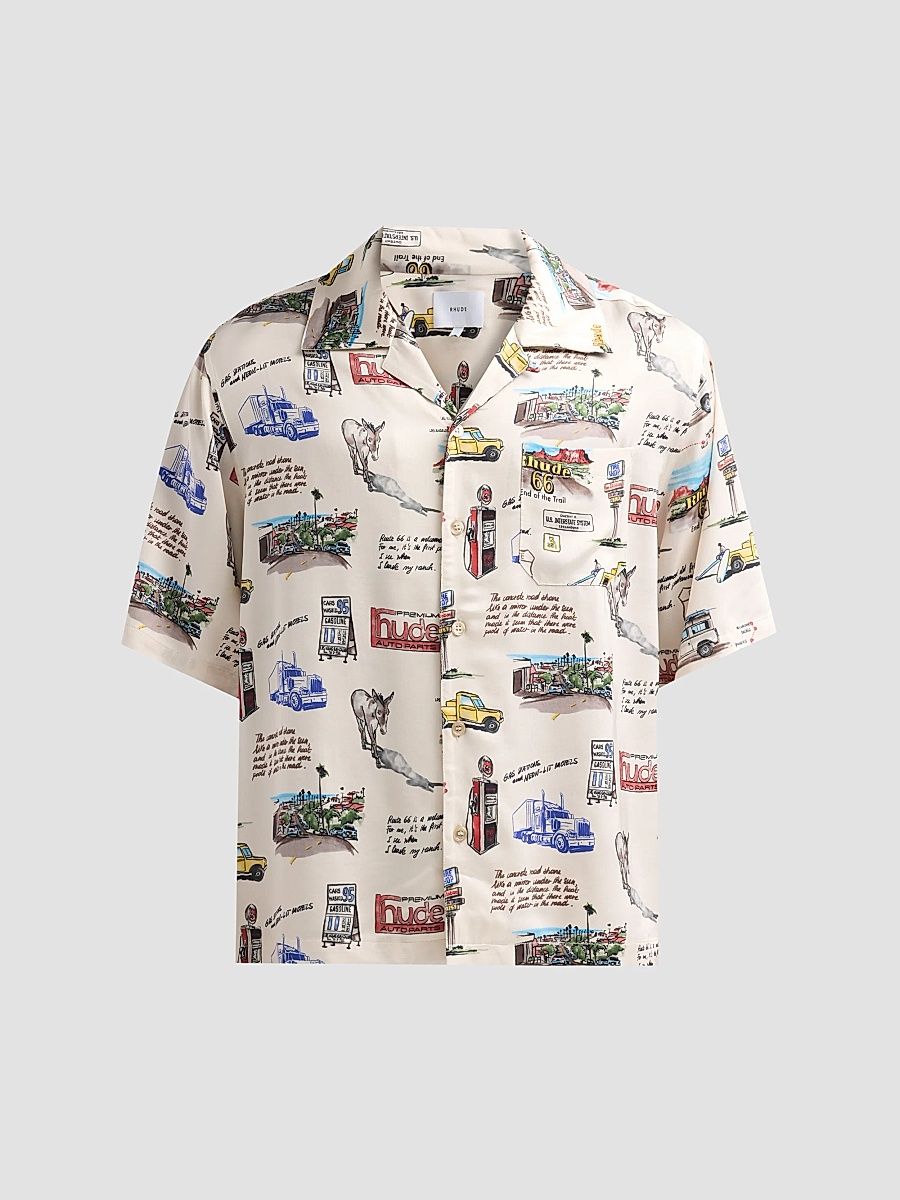 Men's Highway Camp Shirt - White Multi - Size XXL