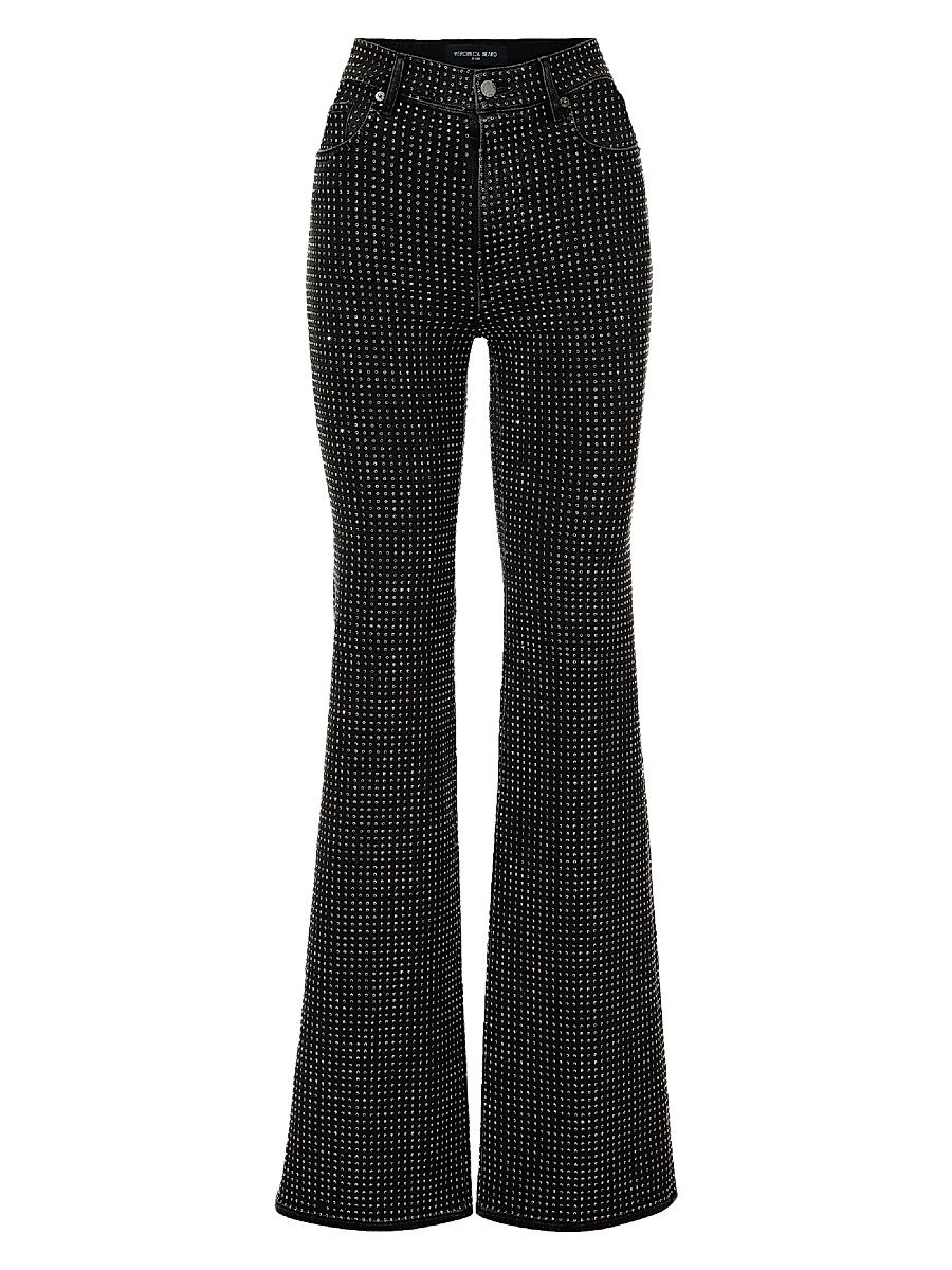 Women's Crosbie Embellished High-Rise Flare Jeans - Washed Onyx - Size 30