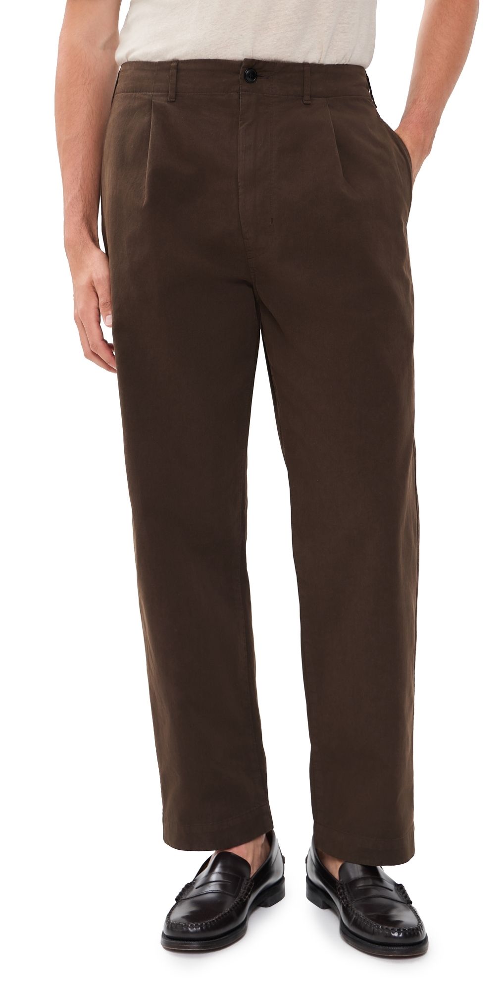 Madewell Cotton Twill Single Pleat Pants Chocolate 31