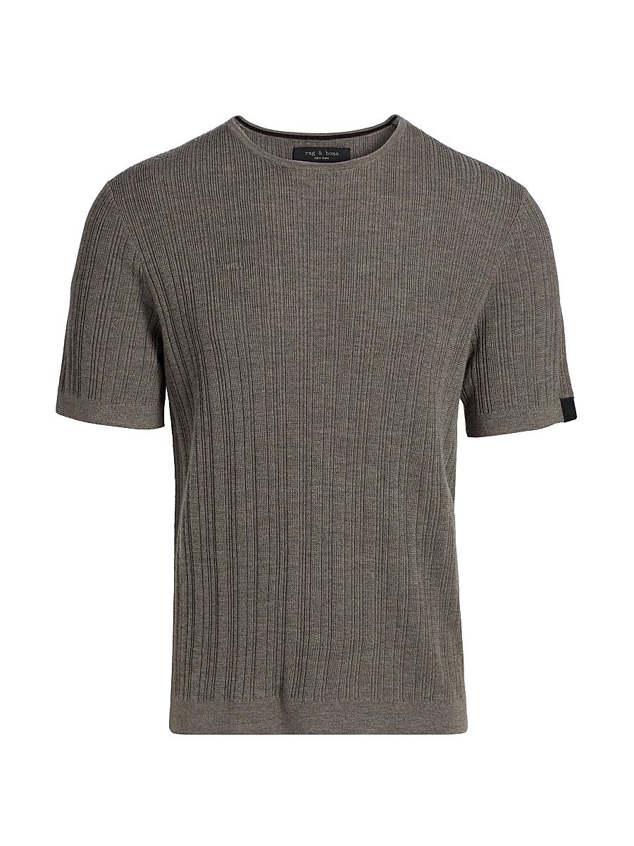 Men's Crawford Wool-Cashmere Knit T-Shirt - Brown - Size Large