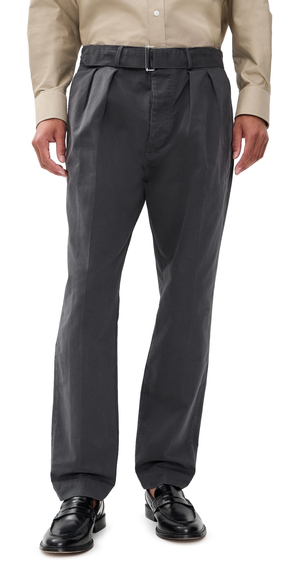 Officine Generale Pleated Twill Chino Pants Faded Black 52