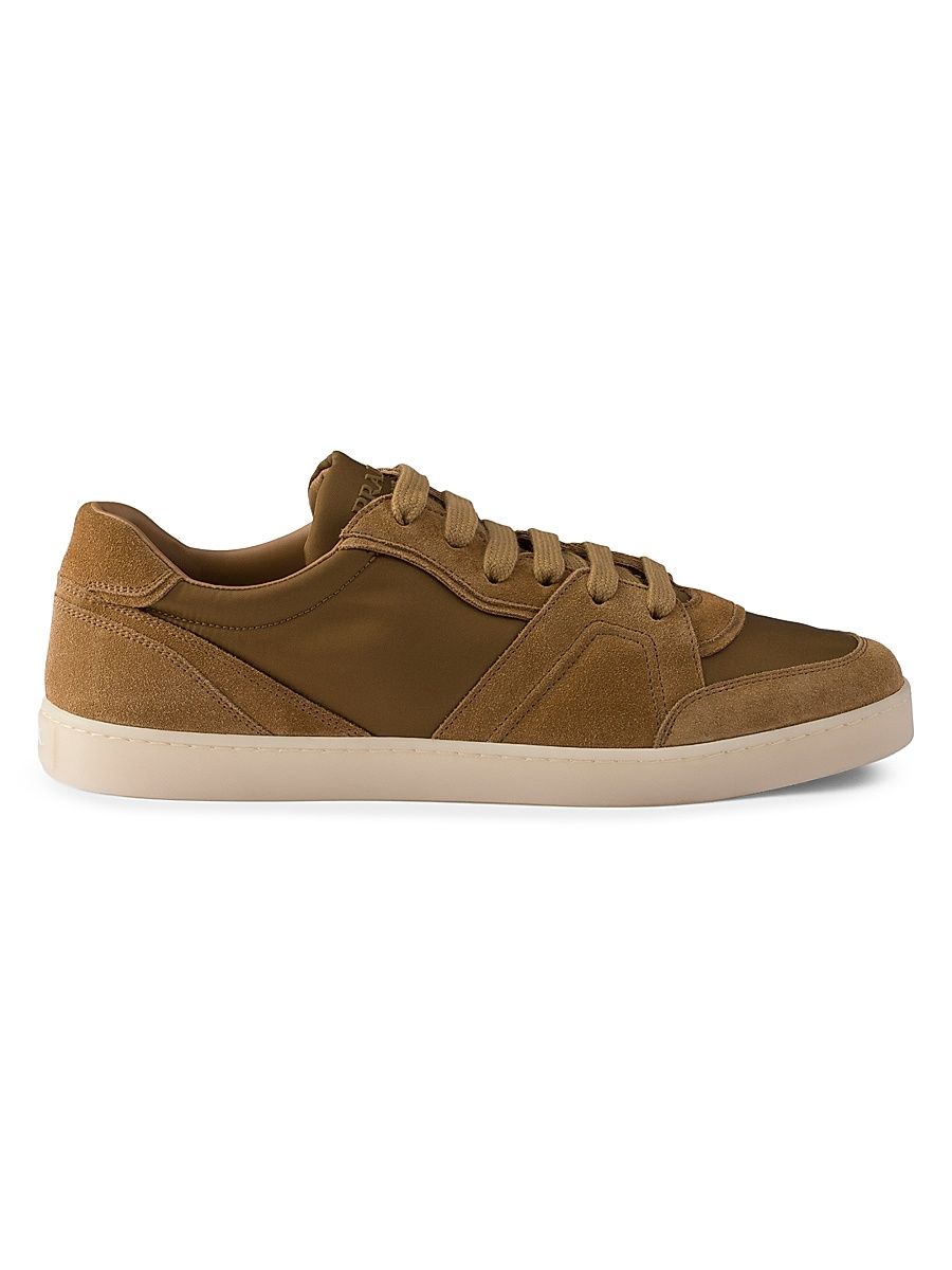 Men's Suede and Re-Nylon Sneakers - Brown - Size 12