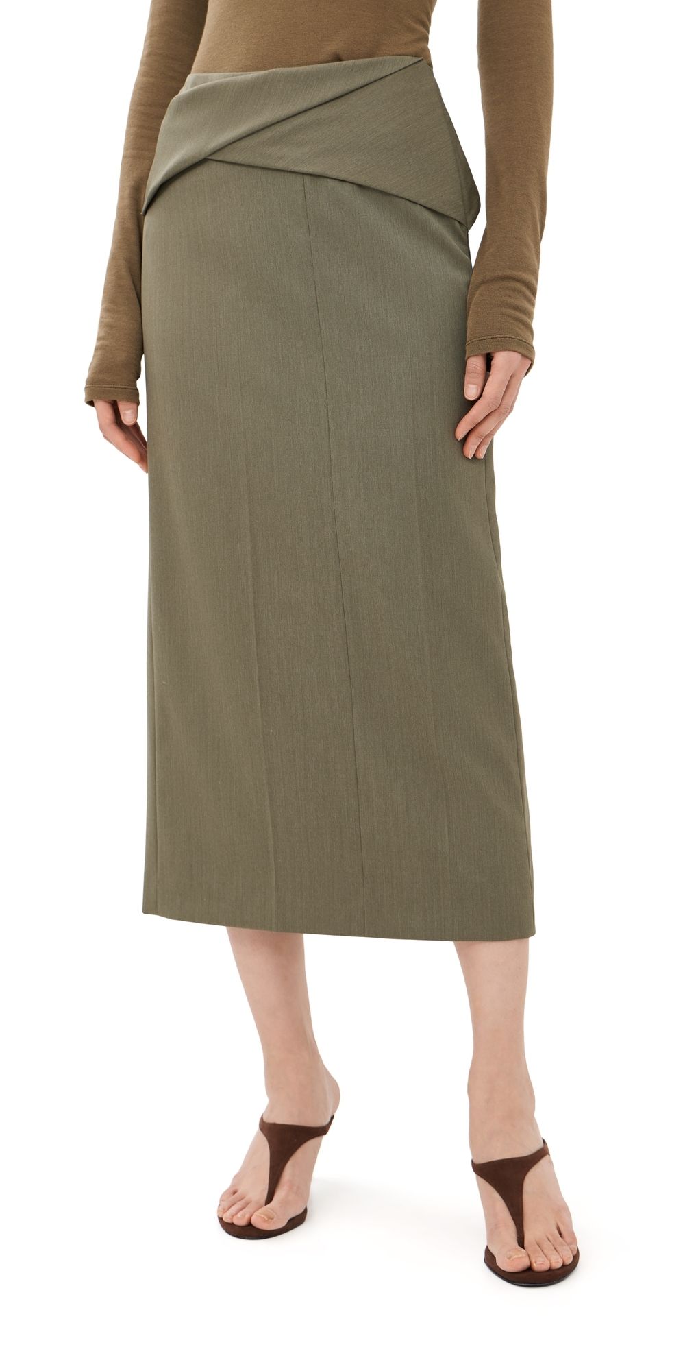 Victoria Beckham Wrap Detail Skirt Sage Melange 6