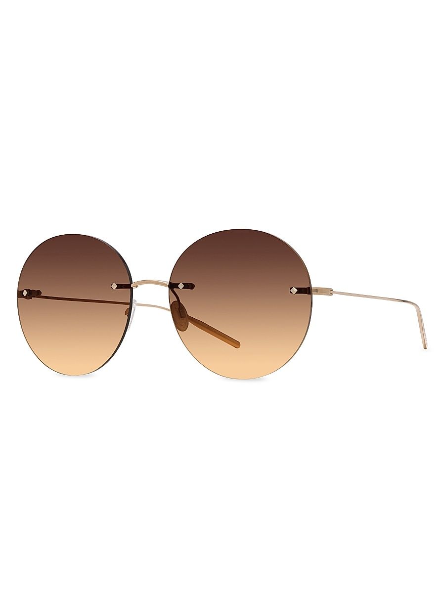 Women's Rimless Rigby 60MM Round Sunglasses - Gold Mahoghany