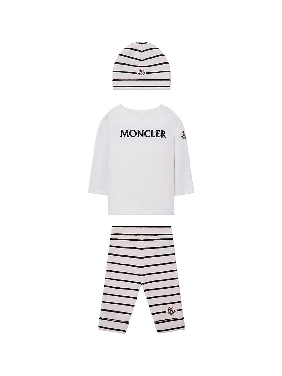 Baby's Set in Cotton - Beige White - Size 12 Months