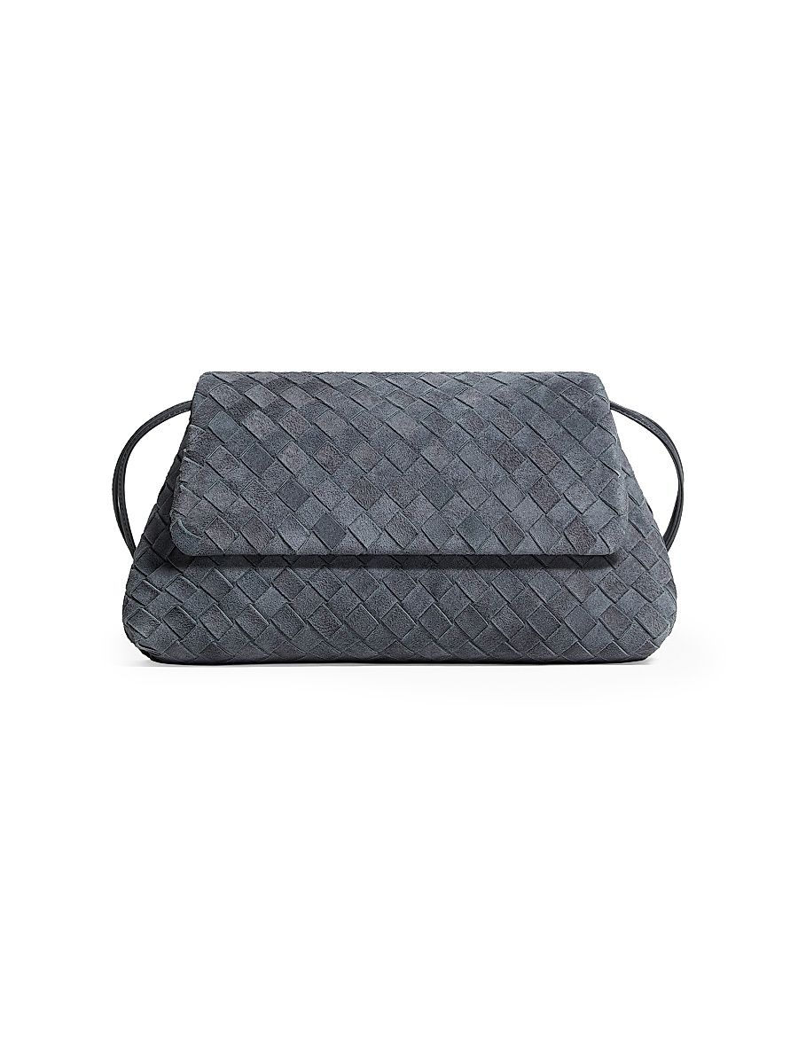 Women's Giorno Intrecciato Suede Pouch - Cloudy Indigo