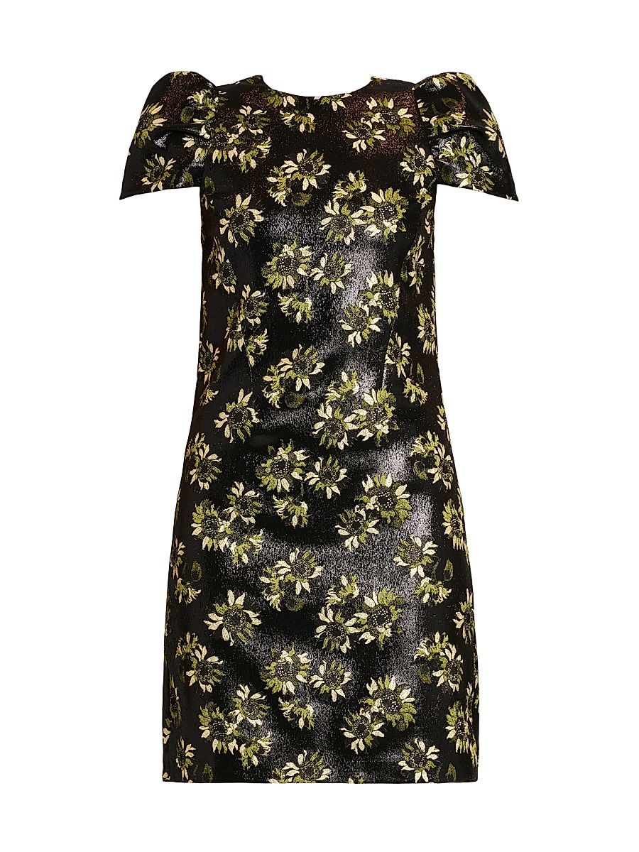 Women's Lacquered Sunflower Jacquard Day Dress - Black - Size 12