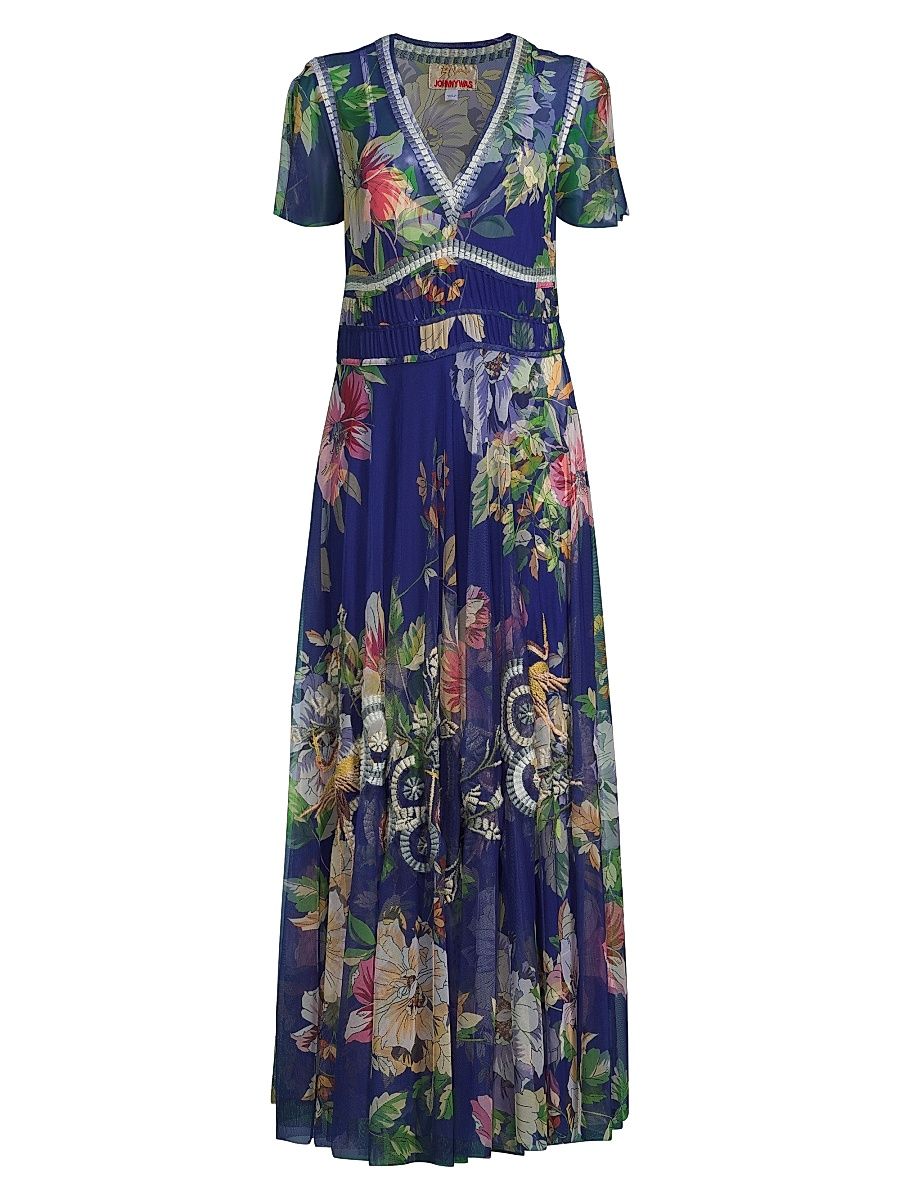 Women's Mazzy Ruched Floral Maxi Dress - Ullani - Size Medium