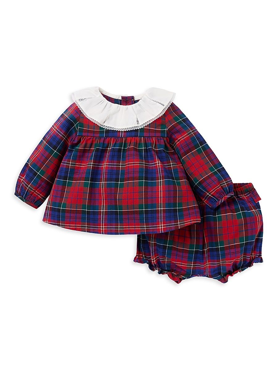 Baby Girl's Plaid 2-Piece Ruffled Dress & Bloomers Set - Red - Size 18 Months