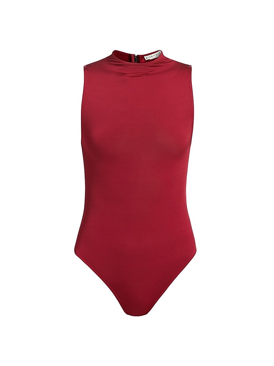 Women's Nichol Turtleneck Sleeveless Bodysuit - Garnet - Size Large