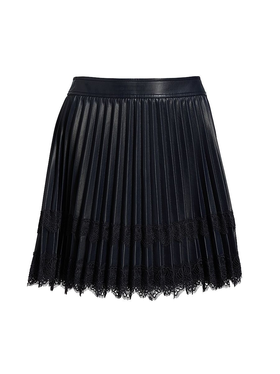 Women's Laney Faux Leather Pleated Miniskirt - Navy - Size 16