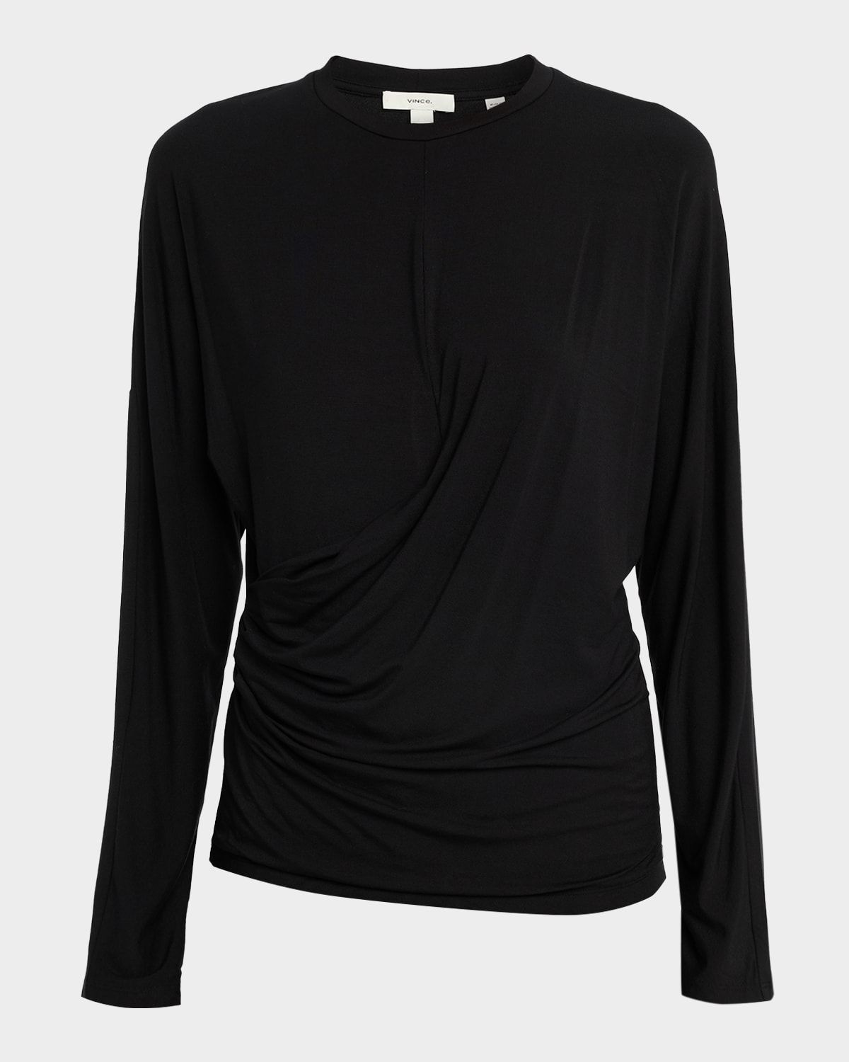 Fixed-Drape Long-Sleeve Blouse